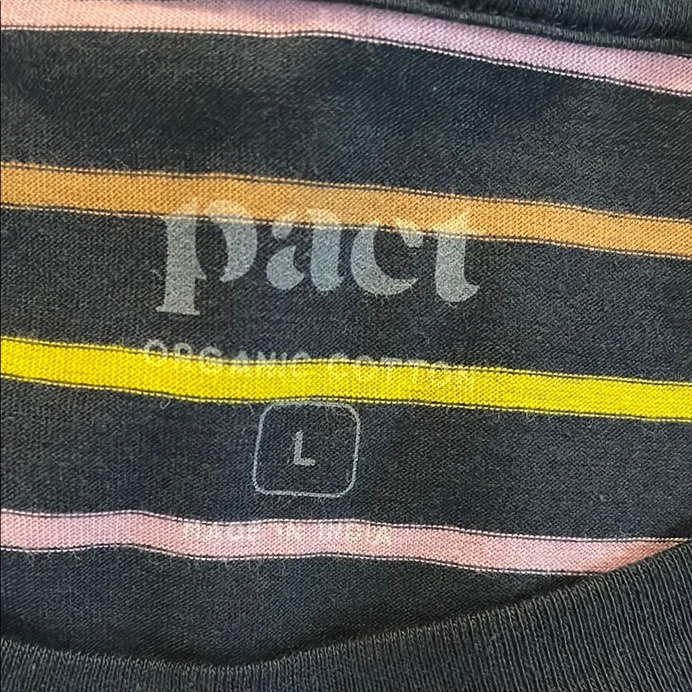 SOLD Pact Softspun Tee T-Shirt Dress Short Sleeve Casual Multicolor Stripe Large - Picture 2 of 14